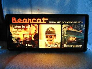 Vintage Bearcat Automatic Scanning Radio Lighted Store Display Advertising Sign