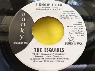 Scarce Soul Promo 45 : The Esquires I Know I Can How Could It Be Bunky