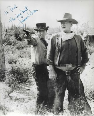 James Caan In El Dorado (1967) Hand - Signed 10” X 8” Scene With John Wayne