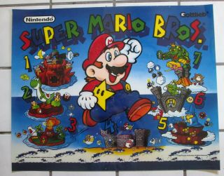 Mario Bros 1992 Translite Art Pinball Machine Backglass Nintendo Gottlieb