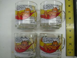 4 Vintage Mcdonalds Garfield Odie Glass Mugs.  It 