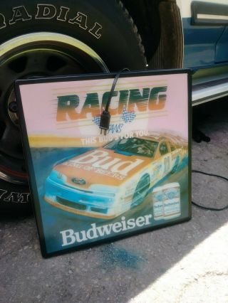 Racing Vans Budweiser Vintage/rare Light Up Beer Sign B.  Wallace 1989 3