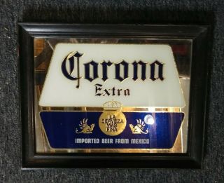 Corona Extra Beer Mirror Sign Vintage Wood Framed