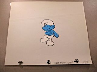 1980s Animation Production Cel For The Smurfs Tv Show - Smurf Cel