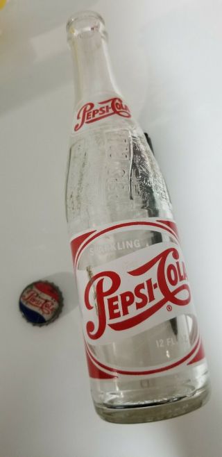 Vintage Pepsi Bottle Sparkling Pepsi - Cola York,  Ny 12 Oz 1950s Single Dot Ex