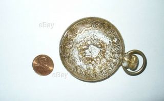Antique Figural Glass Pocket Watch Candy Container Bottle Gold Prize Novelty Old