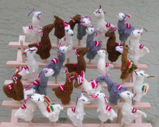 Made In Peru 40 Knitted Alpaca Blended Finger Puppets All Alpacas Black &.  Brown