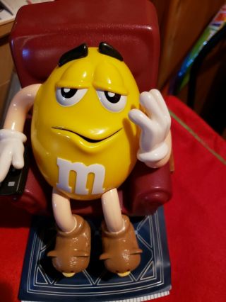 M&m Collectible Candy Dispenser Yellow Peanut M&m Sitting In Recliner Chair