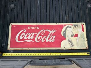 Vintage Coca Cola Couple Tin Sign 1941