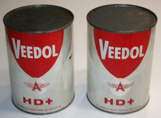 Nos Full 1950s Vintage Veedol Hd,  Motor Oil Old 1 Qt Oil Can