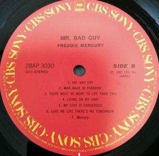 FREDDIE MERCURY Mr.  Bad Guy CBS Sony JAPAN 28AP - 3030 Queen LP Vinyl NM w/ OBI 3