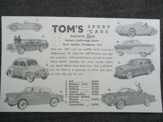 Old Vintage 1957 Eastland,  Texas Car Dealer Postcard To Henry Sayles Abilene,  Tx