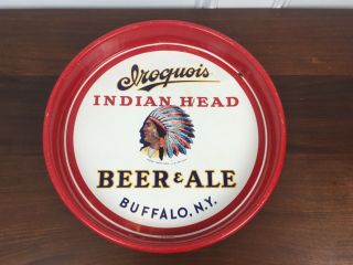 Vintage Indian Head Beer Advertising Tray Iroquois Brewing Co Buffalo York