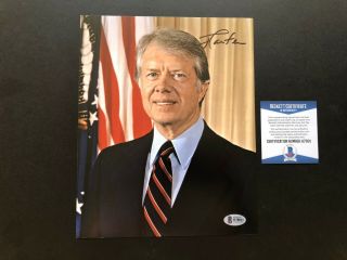 President Jimmy Carter Rare Signed Autographed 8x10 Photo Beckett Bas