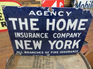Early Porcelain Sign The Home Insurance Company Of York