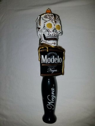 Modelo Negra Cerveza Sugar Skull Day Of The Dead Beer Tap Handle,  Slight Damage