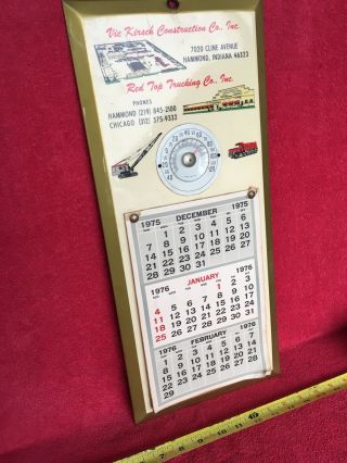 Vic Kirsch Construction Red Top Trucking Advertising Thermometer & Calendar Sign 6