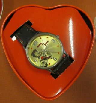 2008 Betty Boop Biker Motorcycle Watch Leather Red Stitching Born To Boop