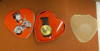 2008 BETTY BOOP BIKER MOTORCYCLE WATCH LEATHER RED STITCHING BORN TO BOOP 4