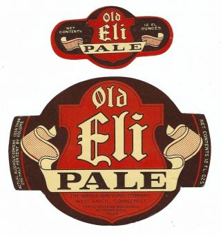 Prohibition Era Wehle Brewing Old Eli Pale Beverage Label W/neck West Haven Ct