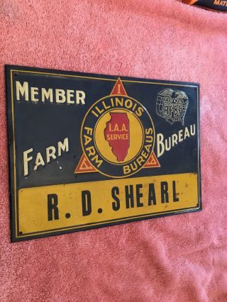 Vintage Illinois Farm Bureau Member Metal Sign