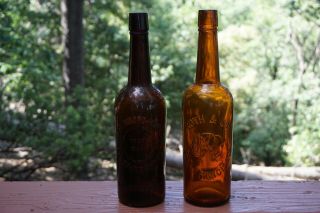 Antique Jesse Moore - Hunt Co.  And Roth & Co Whiskey Bottles San Francisco