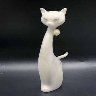 Porcelain Siamese Cat Kitten Vintage Spain Figurine Statue Sculpture Bell Collar