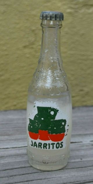 Vtg Rare Mini Glass Bottle Soda Jarritos Lime - Lemon Flavour Mexico Miniature