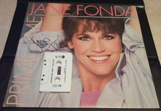 Jane Fonda - Cassette Tape " Prime Time Workout " Album Jacket - Signed
