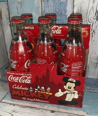 Coca - Cola Celebrate Mickey 75 Inspearations Coke Bottle Disney Mouse Le 6 - Pack