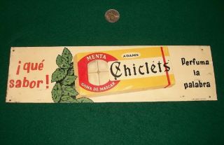 Old Chiclets Adams Sign Tin Metal Argentina Advertising Chewing Gum
