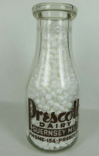 Prescott Dairy Guernsey Milk Phone 154 Arizona Pint Brown Paint Acl Glass Bottle