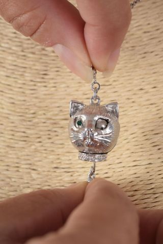 24 " Vtg.  Cool Winking Cat Pendant Necklace