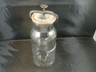 Vintage Wheaton Glass Apothecary Jar With Lid And Cast Iron Screw Clamp