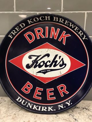 “rare” Vintage Kochs Beer Tray Dunkirk Ny Fred Koch Brewing Co “drink Beer”