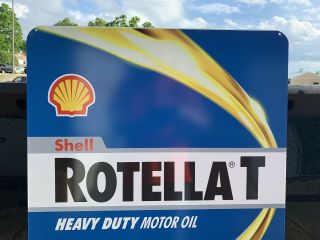 Shell Oil Sign Motor Rotella T Double Sided Gas Garage Wall Decor Bar Pub Car 2