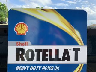 Shell Oil Sign Motor Rotella T Double Sided Gas Garage Wall Decor Bar Pub Car 5