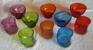 Vintage Set Of 10 Multi - Colored Leonardo Swing Glasses And Bowls Made In Germany