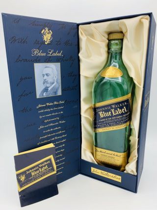 Johnnie Walker Blue Label Scotch Whisky Bottle,  Satin Box,  And Booklet 750ml