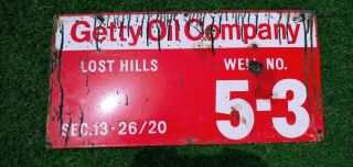 Getty Oil Company Porcelain Oil Sign With Oil