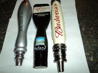 Set Of Three Beer Tap Handles Budweiser Champagne Velvet Bacardi 12 10 And 11 In