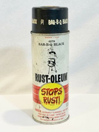 Vintage Rust - Oleum Bar - B - Q Black Spray Can - 1967 - 1/4 Full - Collectors Item