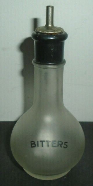 Vintage Glass Bitters Bottle With Dasher Cork 5.  75 " Tall