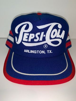 Vintage 1980s Pepsi Cola,  Arlington,  Tx.  Snapback Trucker 