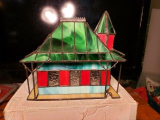 Franklin Coke COCA COLA STAINED GLASS - TRAIN STATION - Light Up House 1997 5