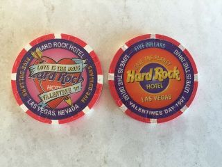 Hard Rock 1997 Valentines Day $5 Casino Chip - -
