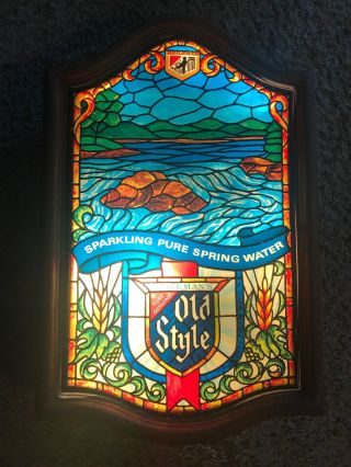 Vintage Old Style Beer Stain Glass Look Light Bar Sign Lighted