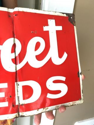 1950s Vtg Tin Metal Supersweet Feed Seed Sign Corn States Farm Tractor 2