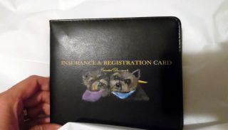 Yorkie hand painted Yorkshire Terrier Leather Insurance/registration holder 3
