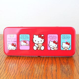 Sanrio Hello Kitty & Teddy Pencil Box Tin Metal Case 2003 Bensia